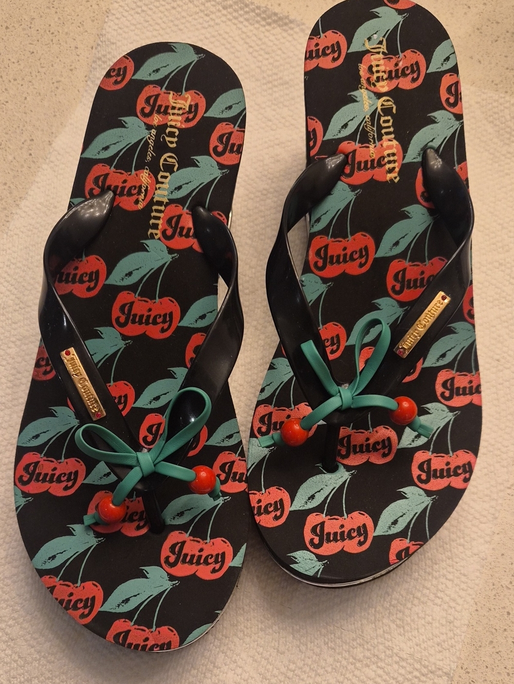 Juicy Couture cherry Platform Flip Flops
